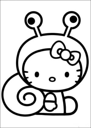 Easy Coloring Pages Hello Kitty Snail Costume,Easy coloring Images for kids