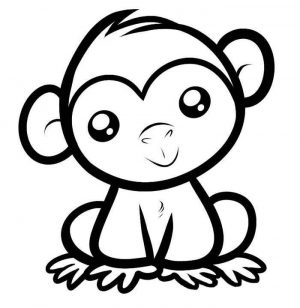 Monkey Easy Coloring Pages,Easy coloring Images for kids